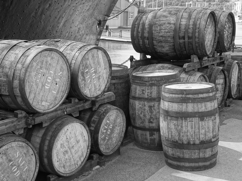 Barrels alongside ss Great Briton, Bristol, UK