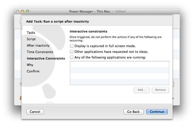 Continue through the Interactive Constraints step