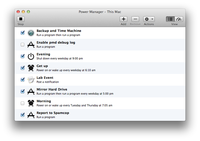 Screenshot showing Power Manager’s new events store interface