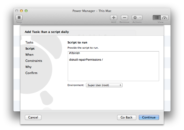 Paste in the disk repair script