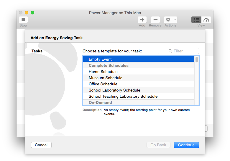 Create an empty foundation event