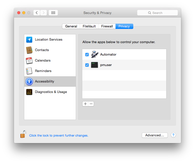 Screenshot of OS X Accessibility settings