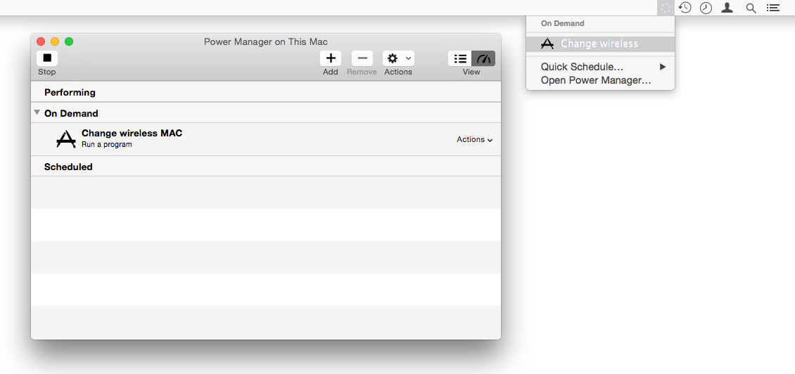 Screenshot showing event ready to trigger on OS X