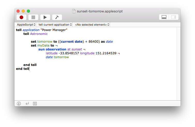 AppleScript calculating sunset tomorrow