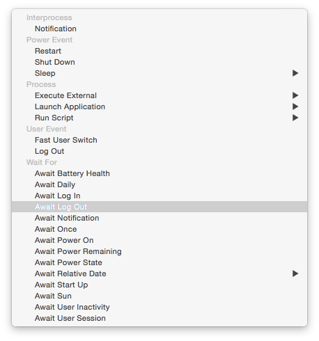 Select the Await Log Out action