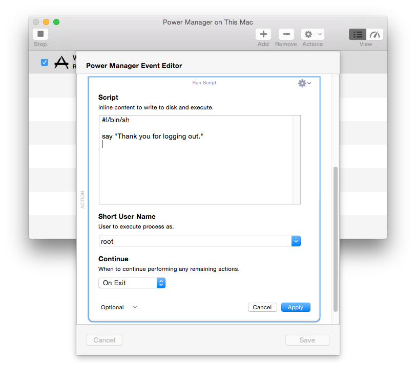 Copy and paste in the second script to run as root