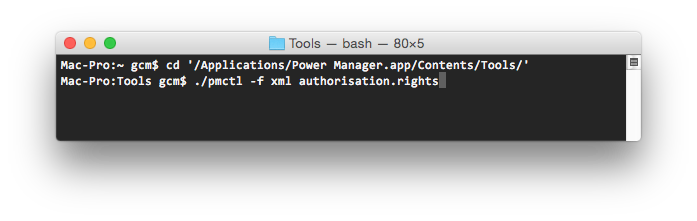 List Power Manager's authorisation rights