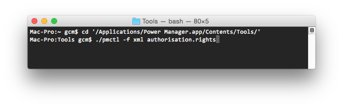 List Power Manager’s authorisation rights