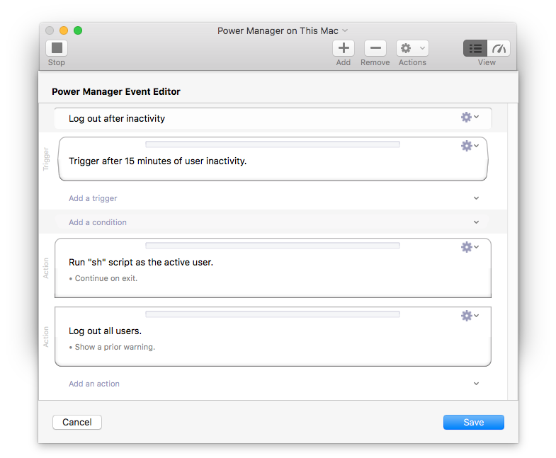 Move the script action above the log out action