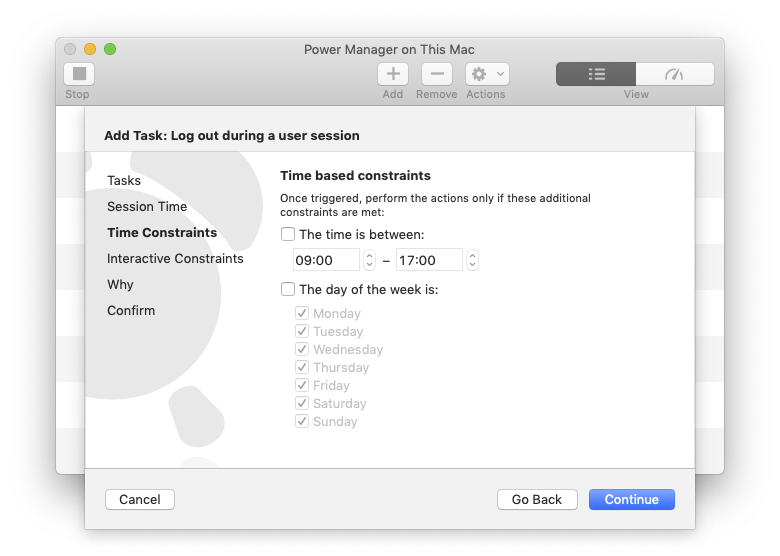 Time Constraints in the Schedule Assistant