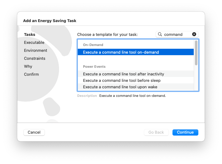 Schedule Assistant: Execute a command line tool on-demand