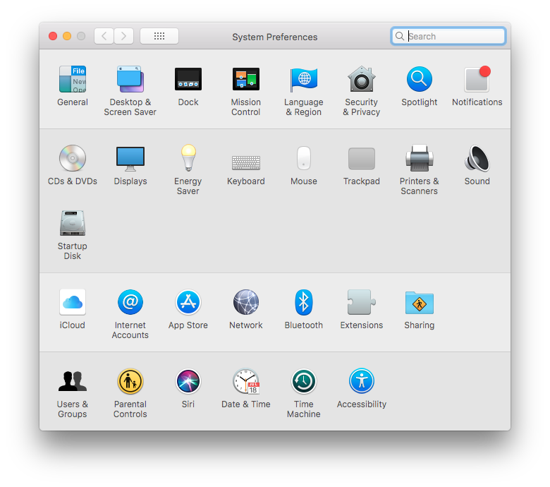 System Preferences.app on macOS 10.12