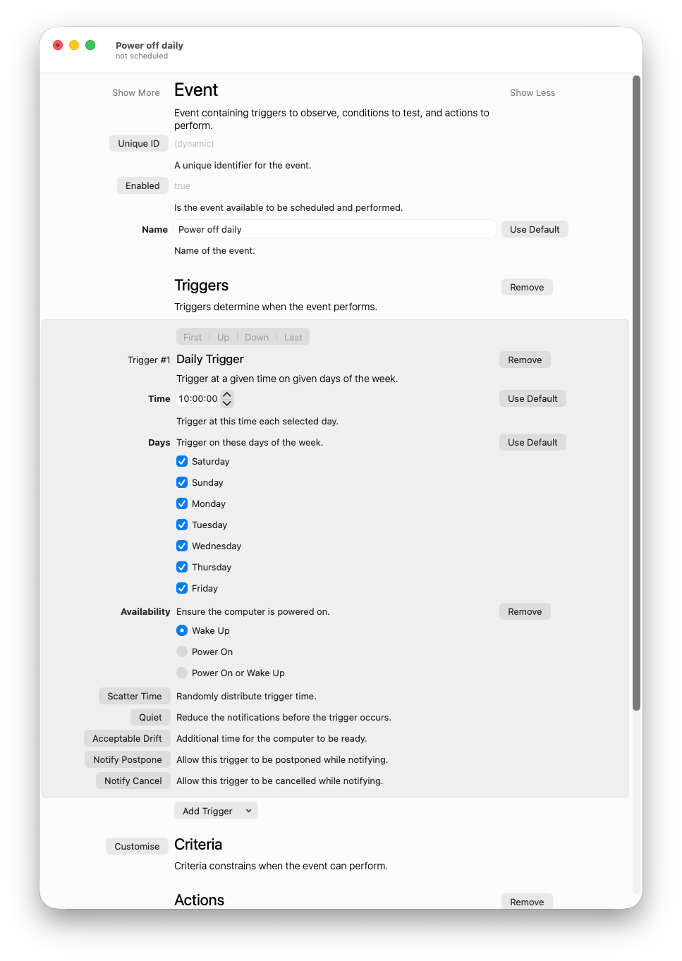 Screenshot of the new Event Editor