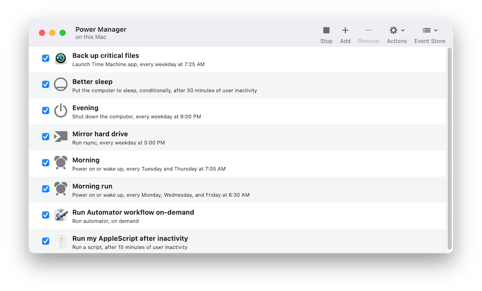 Screenshot of Power Manager 5.13 on macOS 12