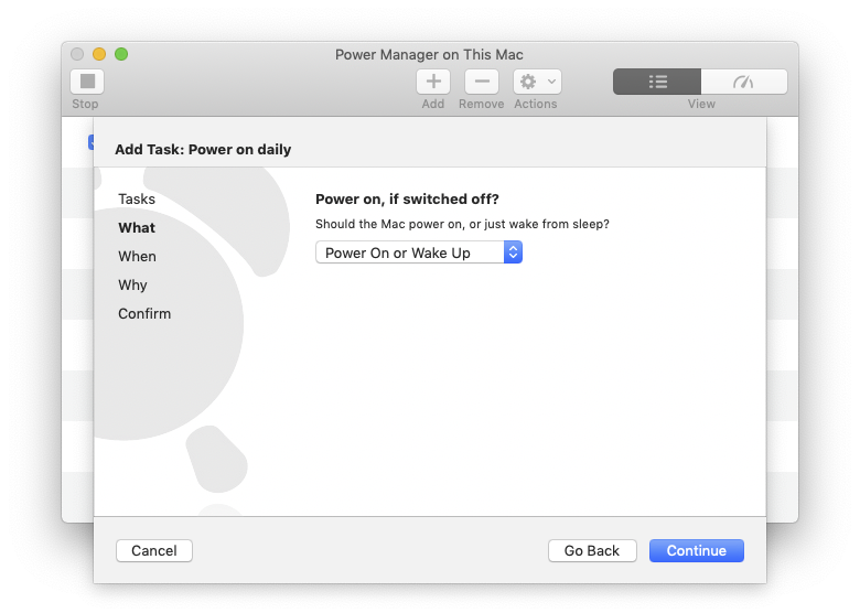 Power Manager&rsquo;s event editor