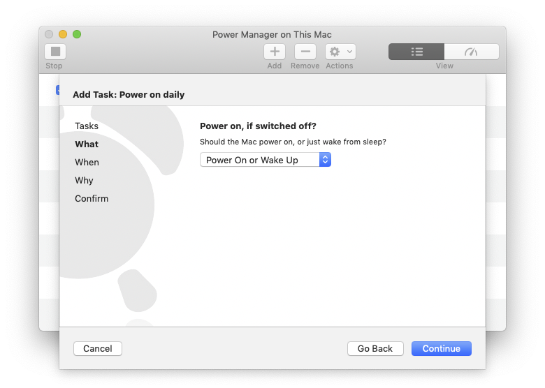 Power Manager’s event editor