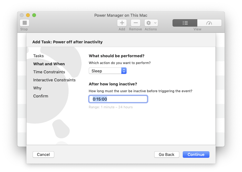 Power off after inactivity: What and When