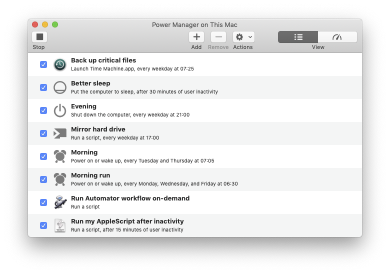 Power Manager’s event store