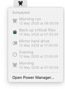 Power Manager: Status menu bar item as a standard user