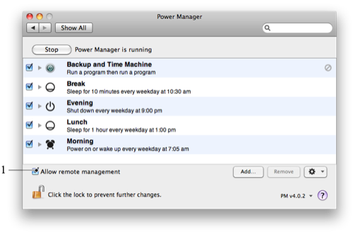 Power Manager’s System Preference
panel